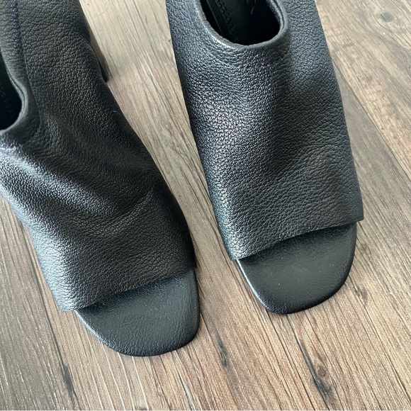 Splendid Heels Women's 10 Lynn Leather Ankle Sandals Black Peep Toe - Picture 4 of 7